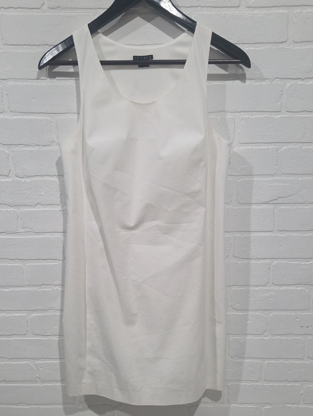 Theory White Sleeveless Mini Shift Dress With Kangaroo Pocket